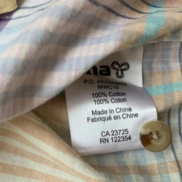 Aritzia TNA Plaid Button Down Shirt Classic Fit Yellow Purple Size Small - Picture 13 of 16
